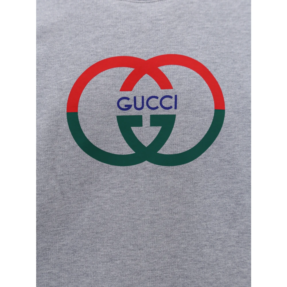 Gucci Logo Katoenen Sweatshirt Gray Heren