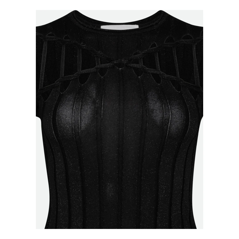 Circus Hotel Zwarte longsleeve top met cut-out details Black Dames