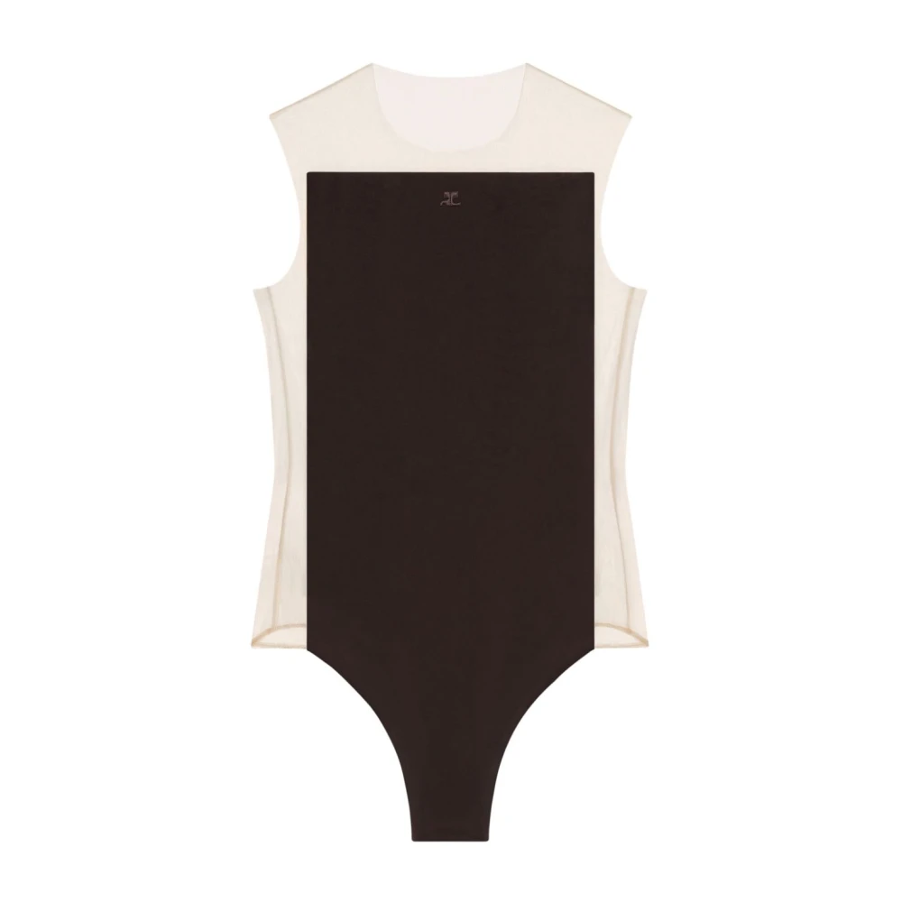 Courrèges Bruine Doorschijnende Top met Open Rug Multicolor Dames
