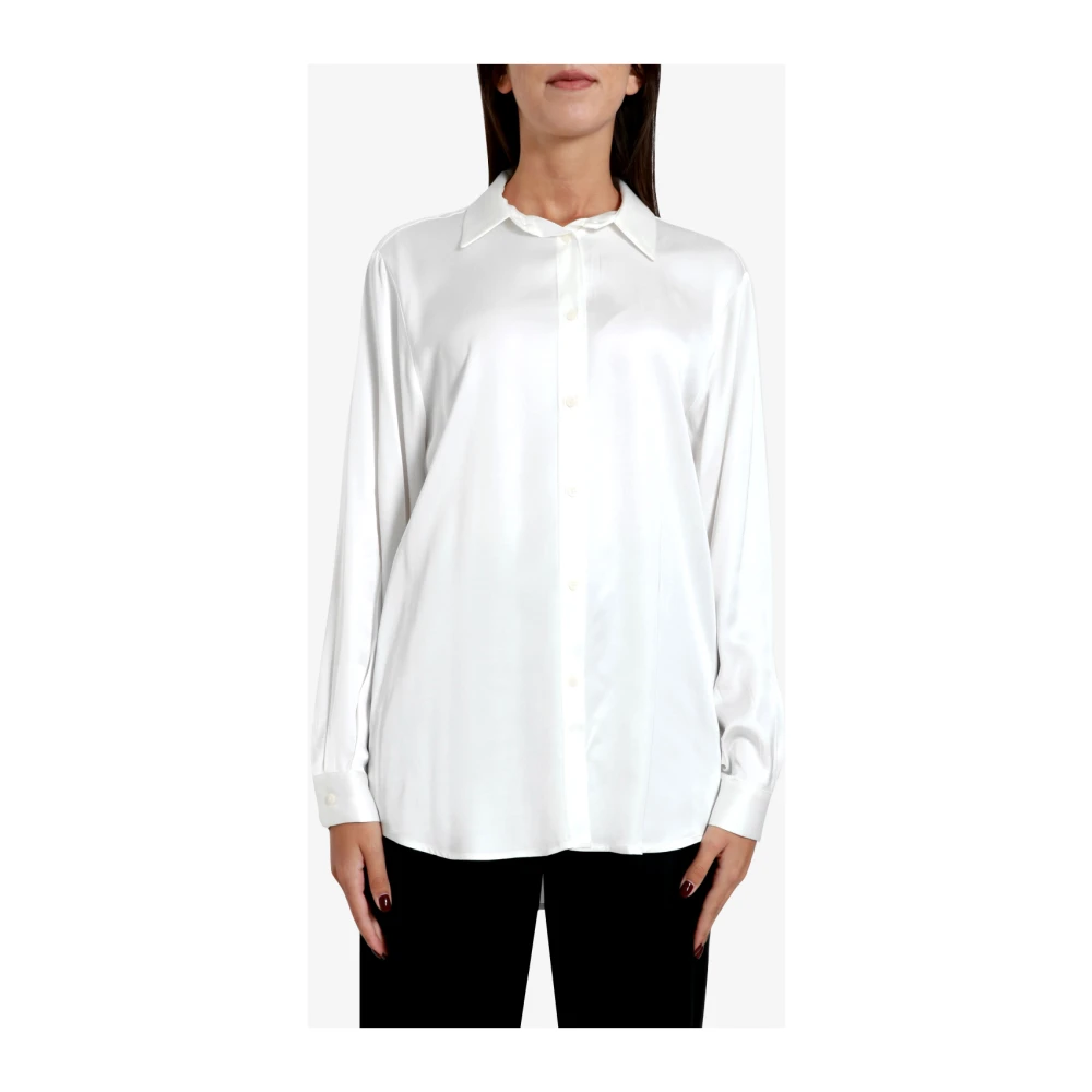 Kaos Witte Viscose Shirt met Kraag Beige Dames