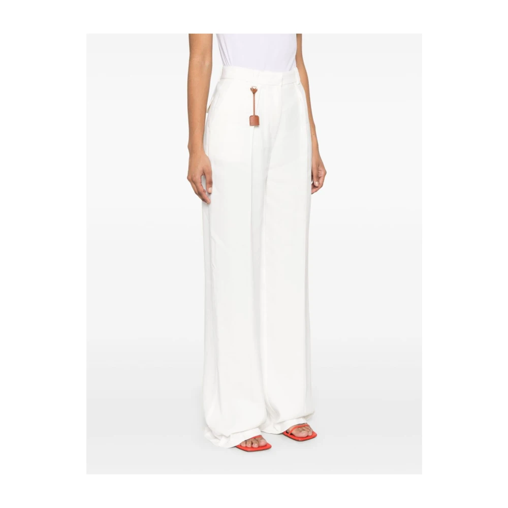 Elisabetta Franchi Ivoor Broek met Voorknoopsluiting Beige Dames