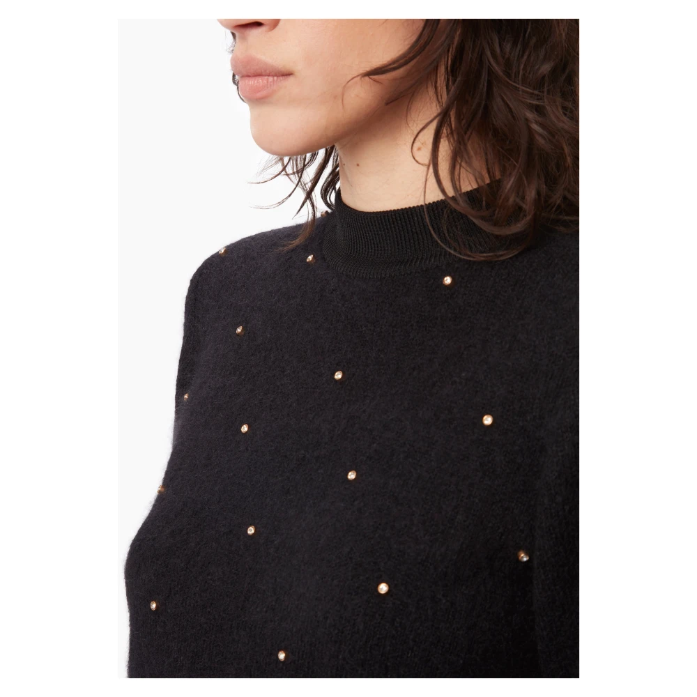 Nina Ricci Zwarte Mohair Trui met Gouden Studs Black Dames