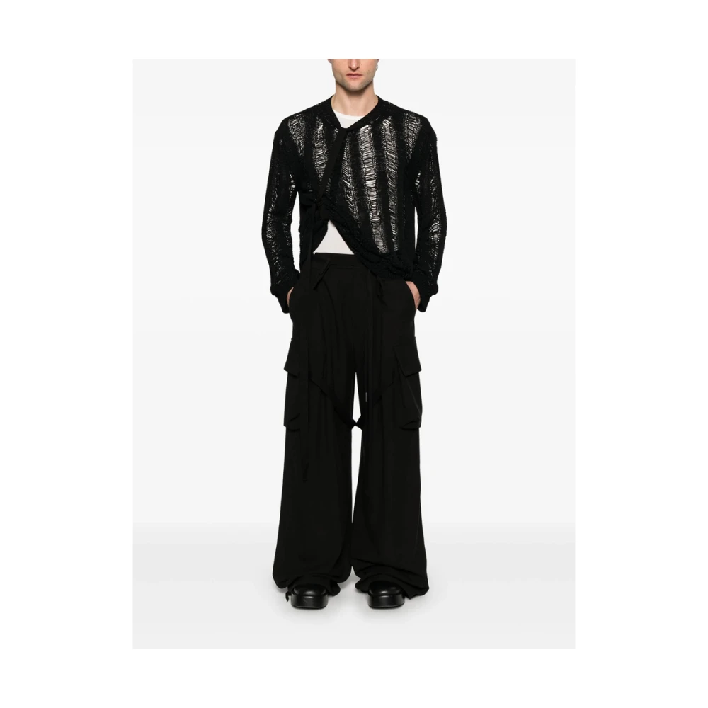 Ann Demeulemeester Zwarte Crew Neck Sweater met Lange Mouwen Black Heren