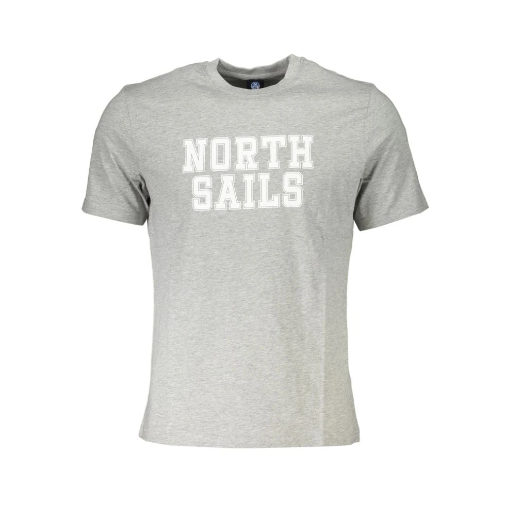 North Sails Men's Gray Grey Cotton Print Logo T-Shirt - T-Shirts - M- Tops