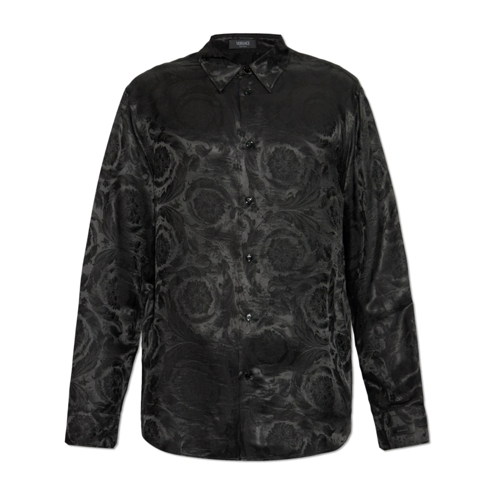 Versace Mænd Sort Skjorte, Herre,, Skjorte Med Barocco Mønster Lille