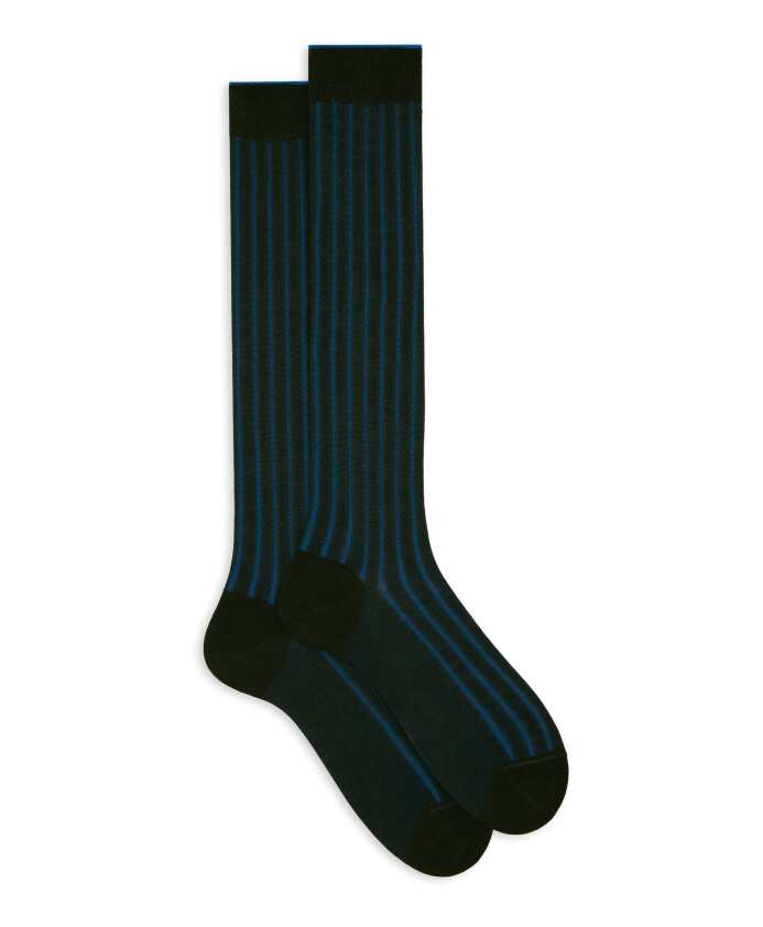 chaussettes-longues-en-coton-vert-pour-femmes-avec-large-cote-plate
