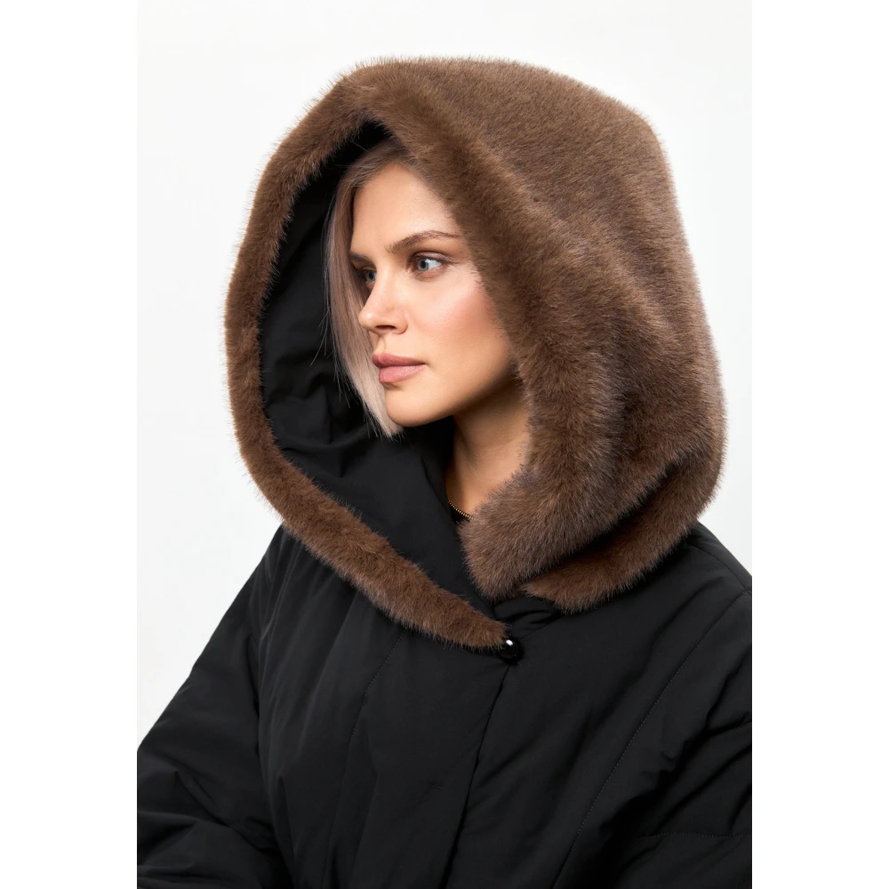 Cesare Gaspari Luxe Hooded Winterjas Black Dames