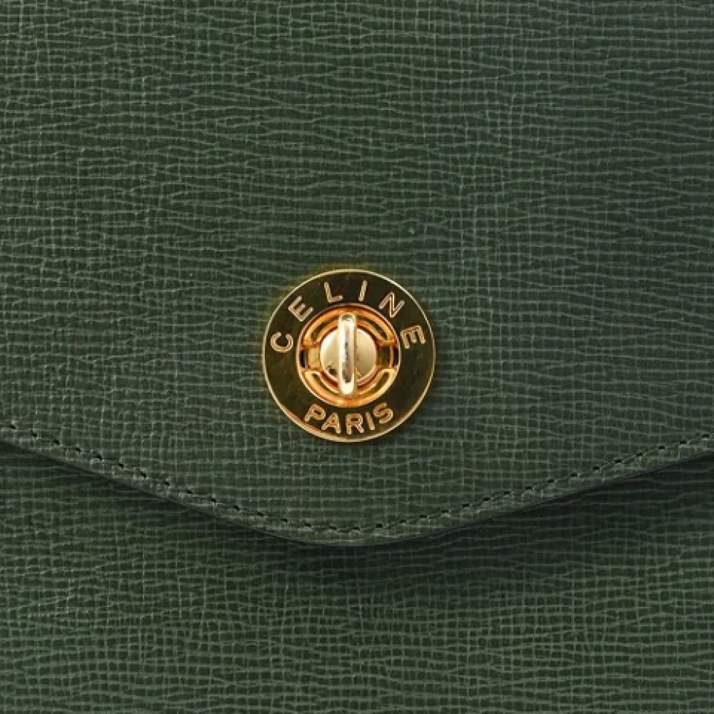 Celine Vintage Pre-owned Leather handbags Green Dames