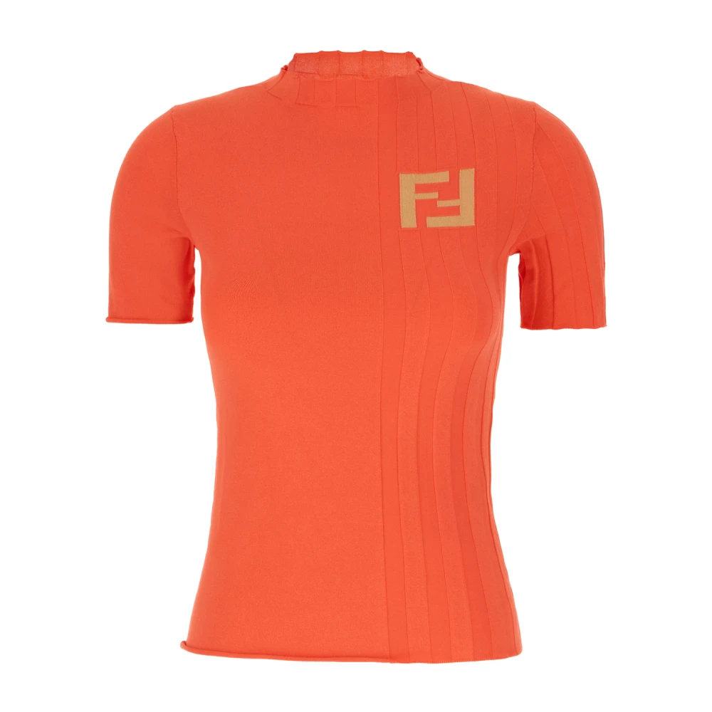 Fendi Casual Katoenen T-Shirt Orange Dames