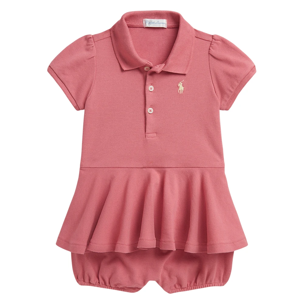 Ralph Lauren Women's Pink Peplum Polo Romper