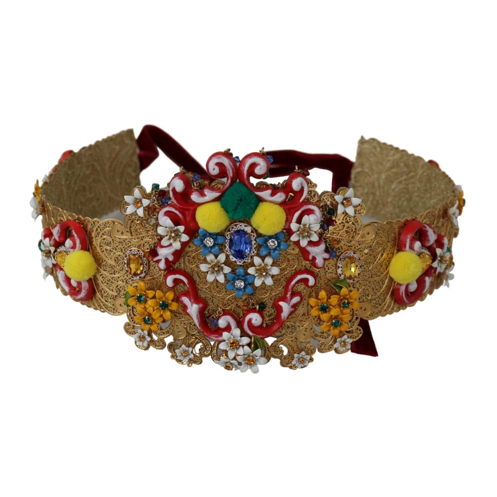 Dolce & Gabbana Women's Yellow Crystal Embellished Waist Belt