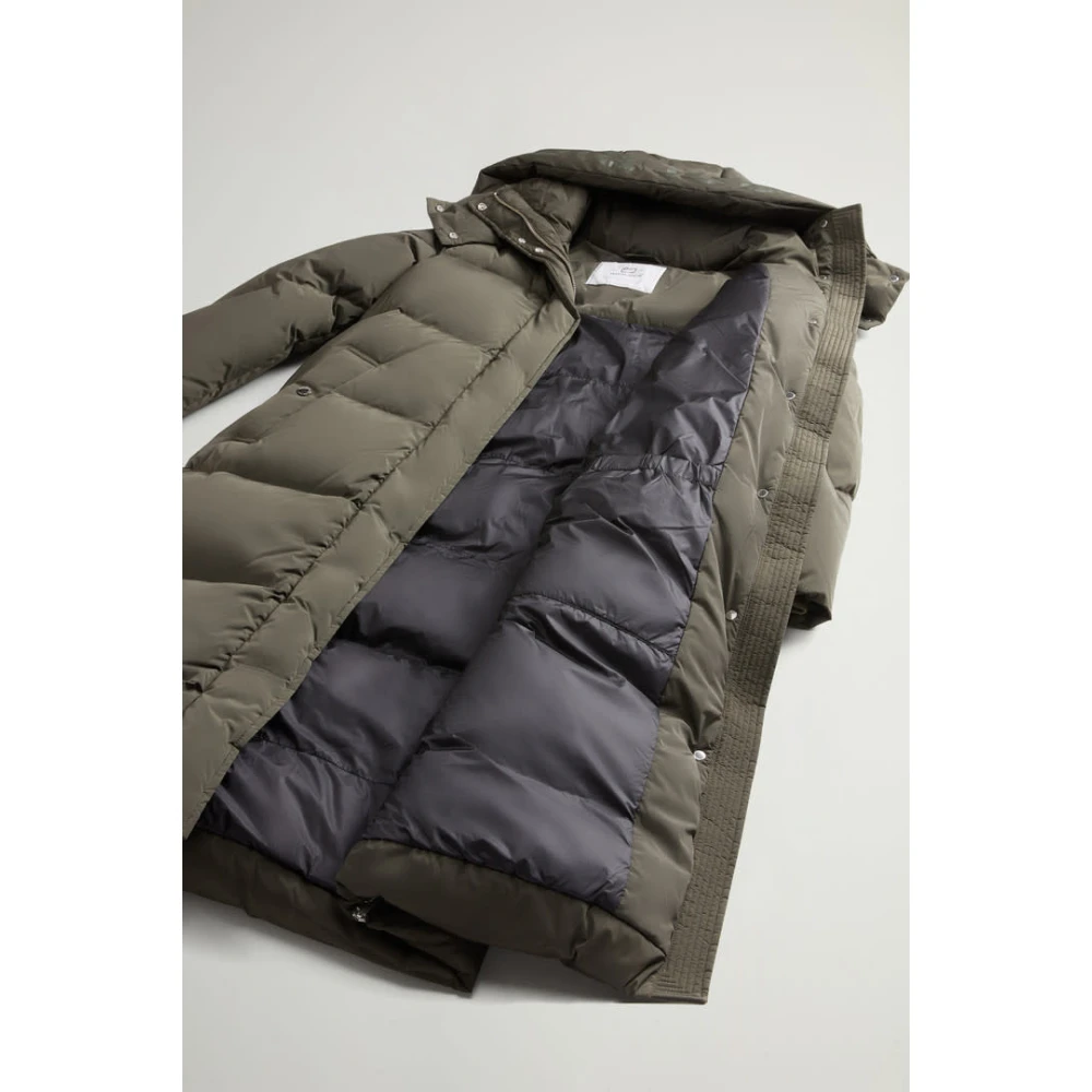 Woolrich Lange Parka in Donkergroen Gray Dames