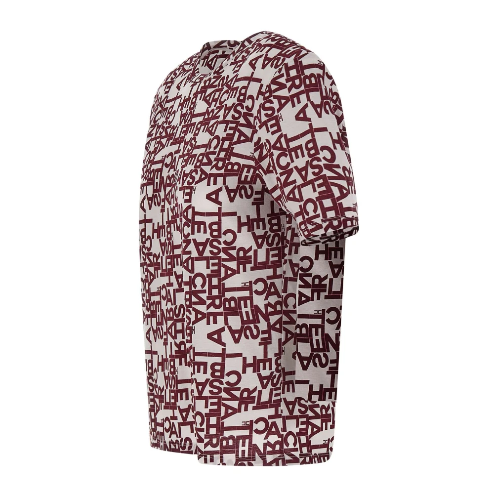 Elisabetta Franchi Bordeaux Monogram Katoenen T-shirt Red Dames