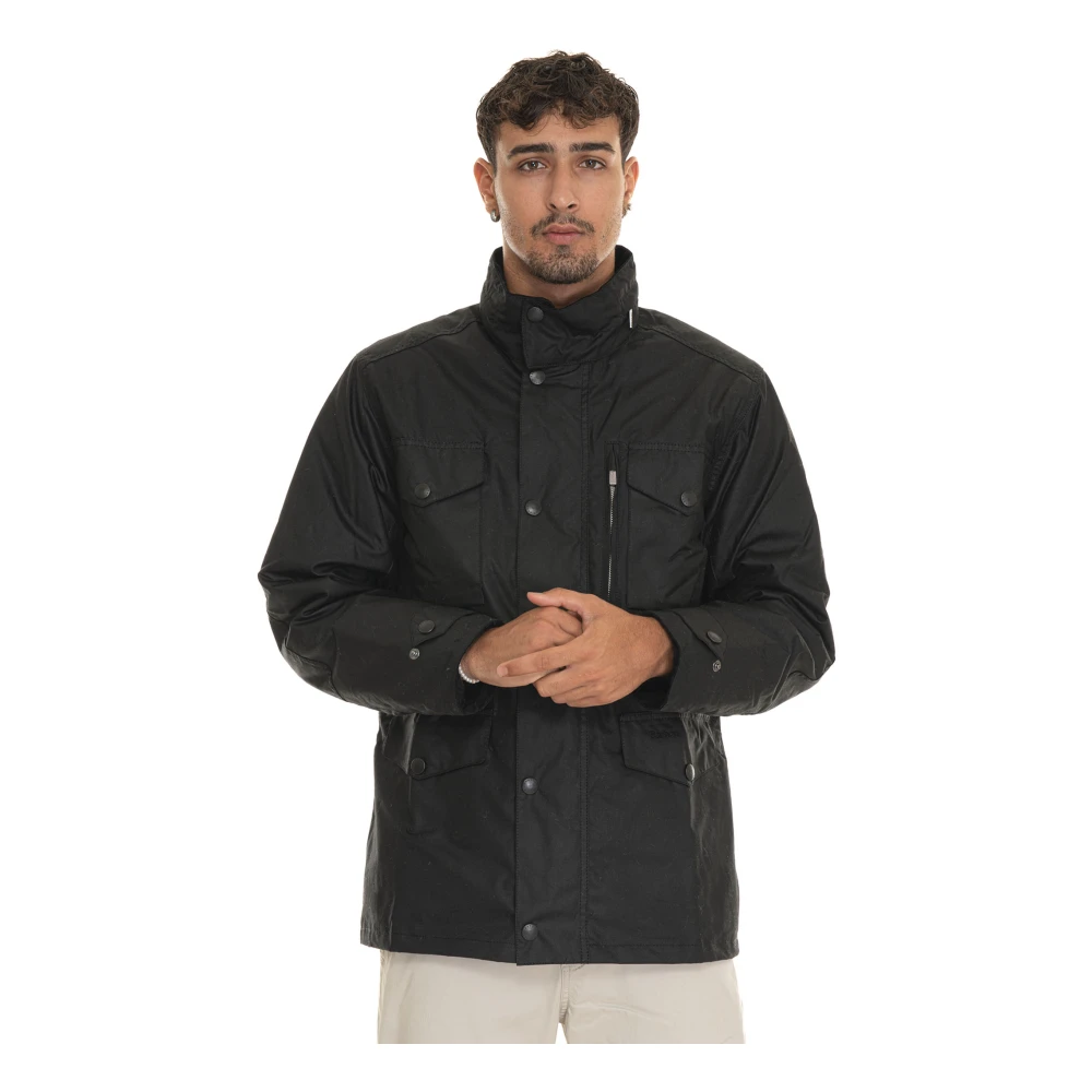Barbour Gewaxte Sapper Jas met Elleboogstukken Black Heren