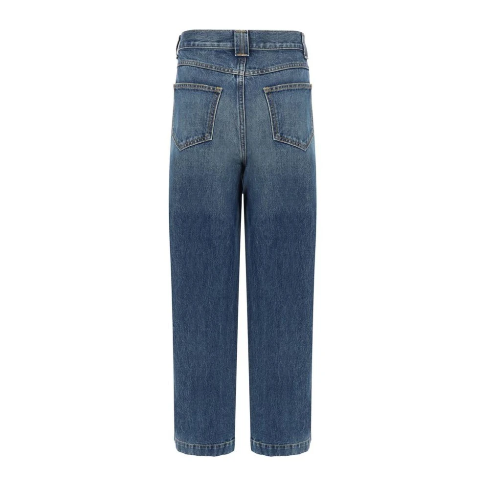 Khaite Wijde katoenen jeans met zakken Blue Dames