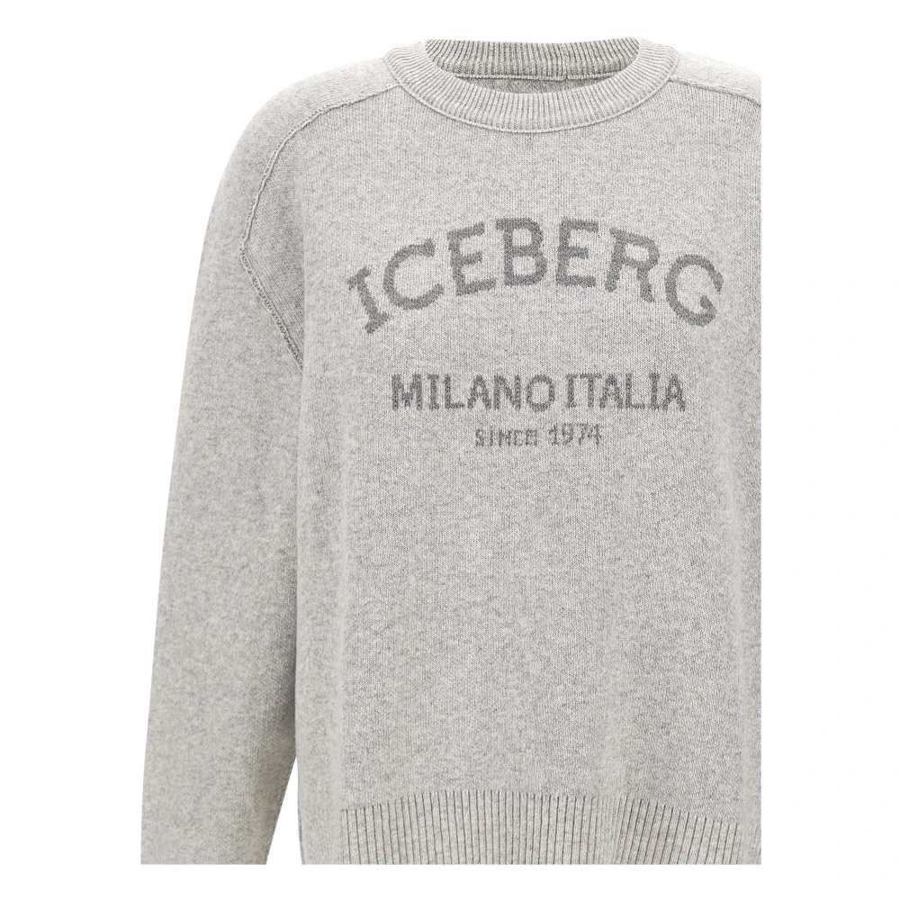 Iceberg Grijze Wollen Trui met Jacquard Werk Gray Dames