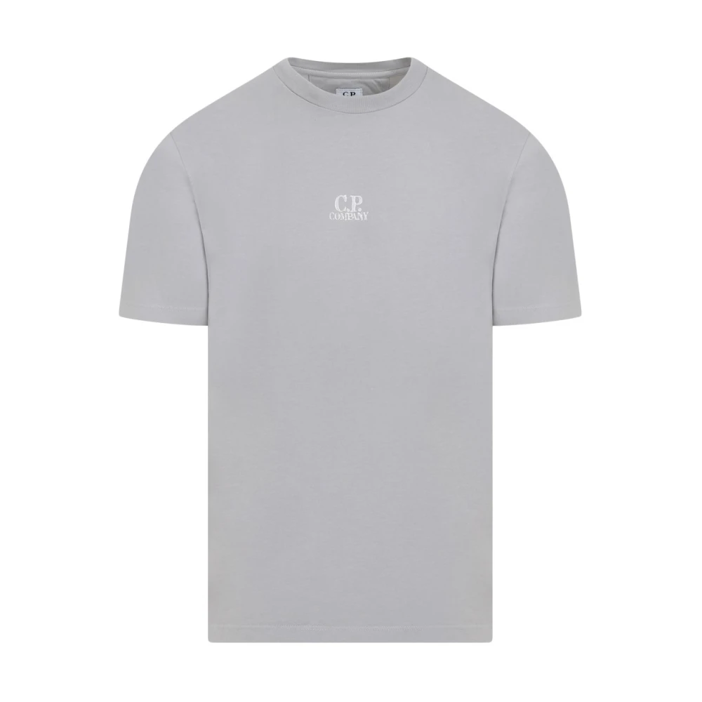 C.P. Company Grijze Katoenen T-shirt met Logo Borduurwerk Gray Heren