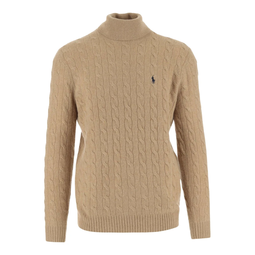 Polo Ralph Lauren Wol Kasjmier Pullover Hoge Hals Trui Beige Heren