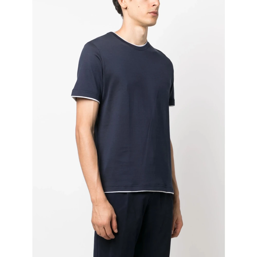 Eleventy Italiaans katoenen T-shirt Blue Heren