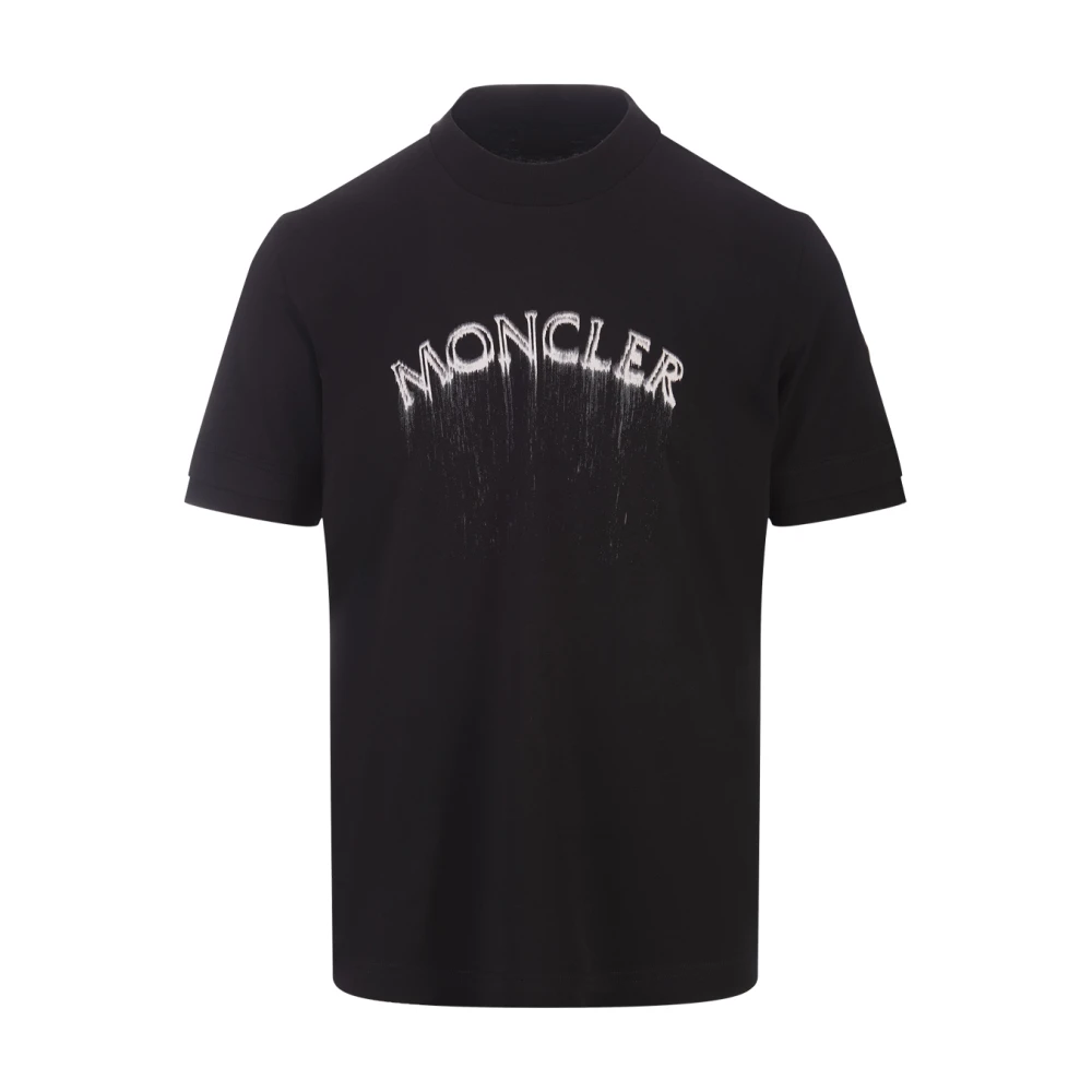 Moncler Klassiek Heren T-shirt met Ingedrukt Logo Black Heren