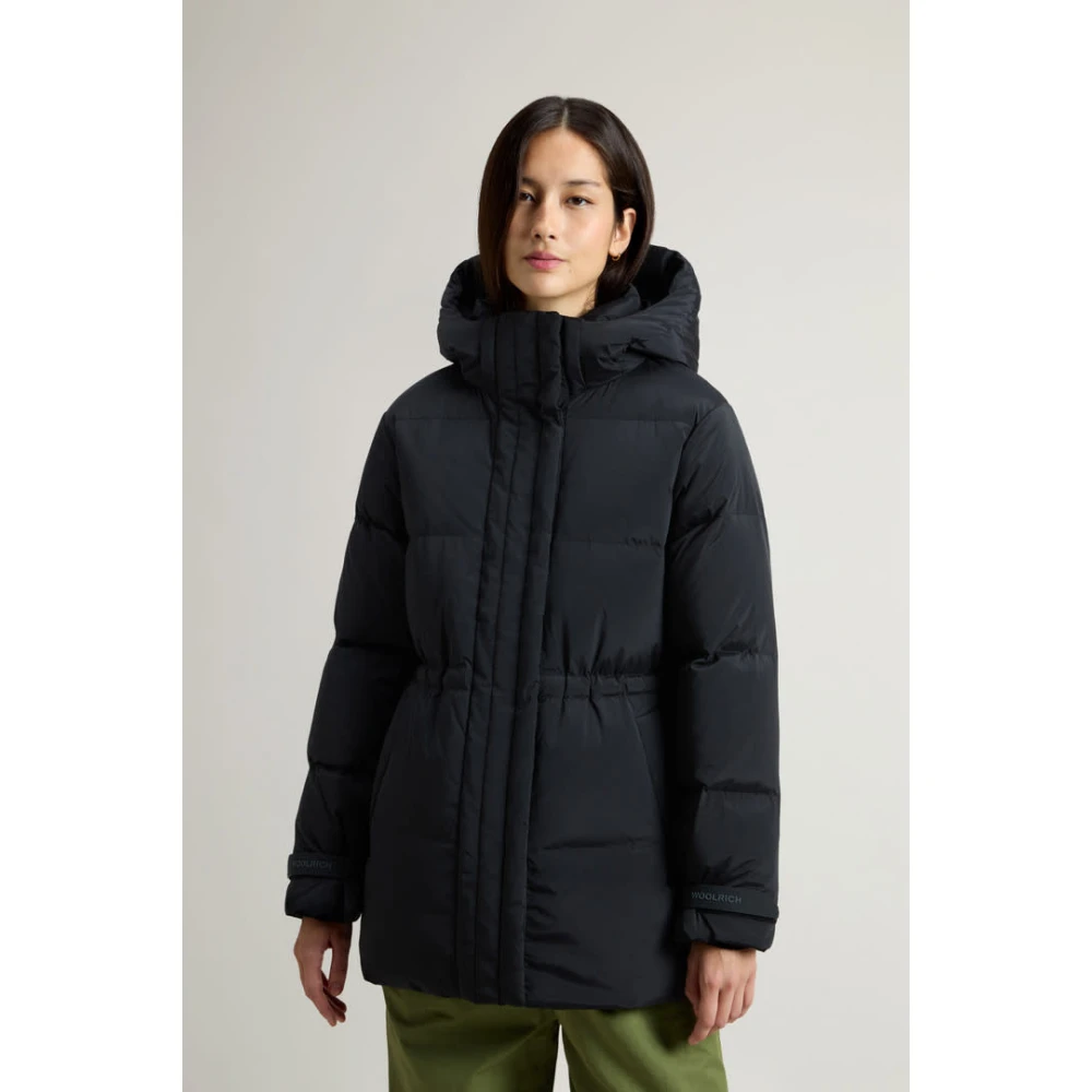 Woolrich Zwarte Pufferjas voor Vrouwen Black Dames