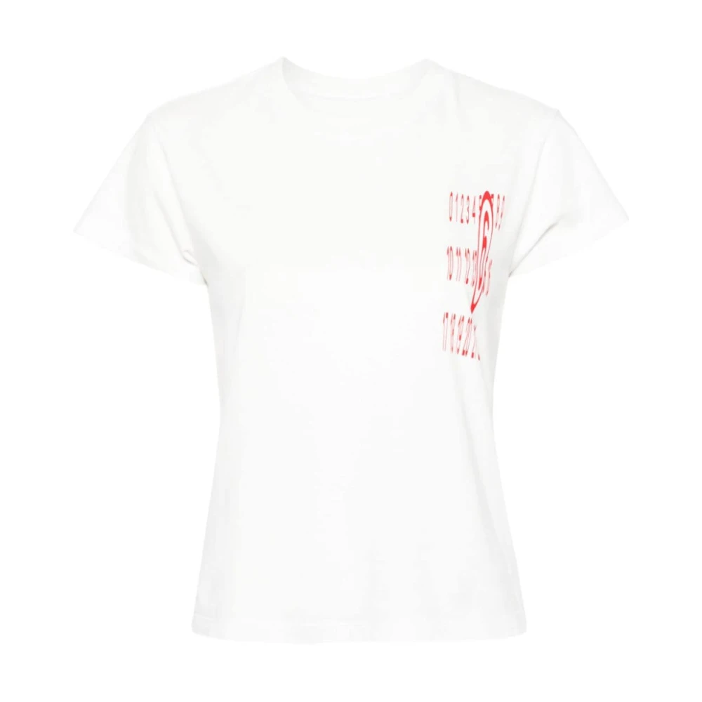 MM6 Maison Margiela Witte T-shirts en Polos met Handtekeningprint White Dames