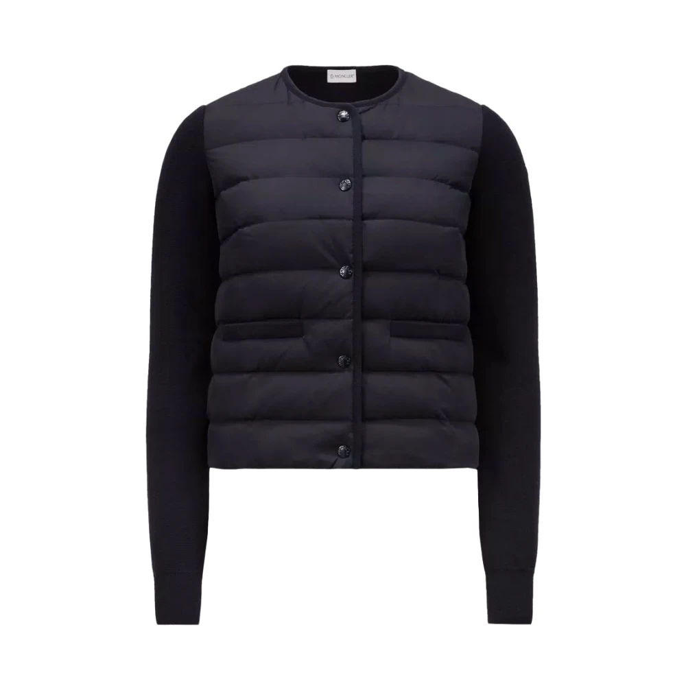 Moncler Marineblauwe Gewatteerde Vest met Merinowol Blue Dames