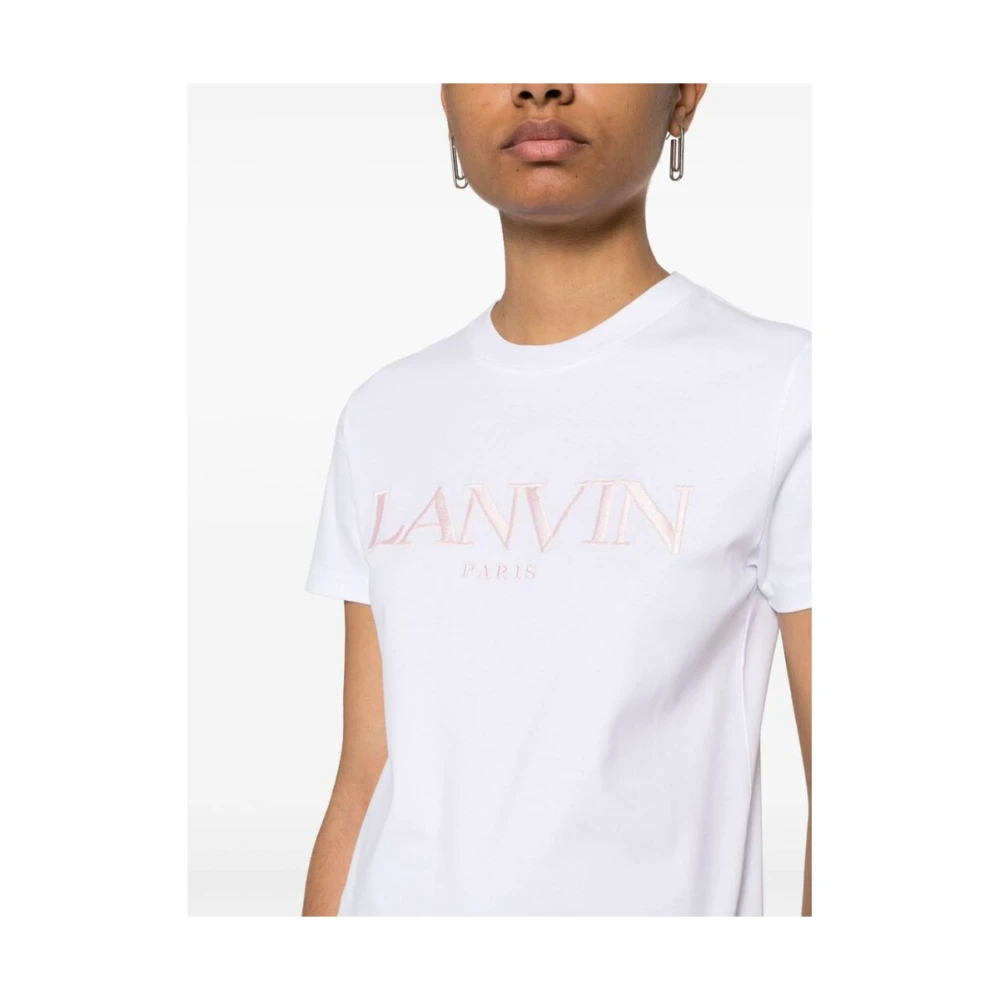 Lanvin Geborduurd Logo T-shirt White Dames