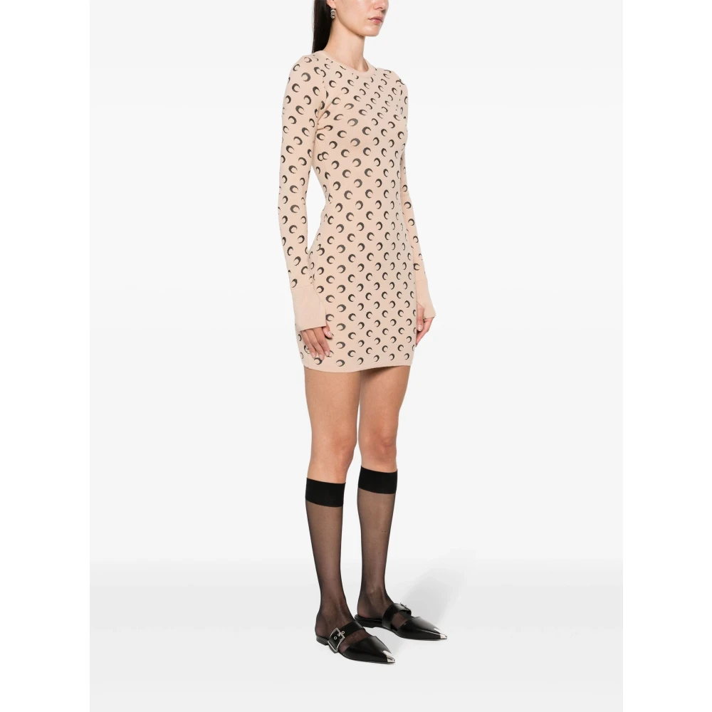 Marine Serre Maan Jacquard Beige Jurk Beige Dames