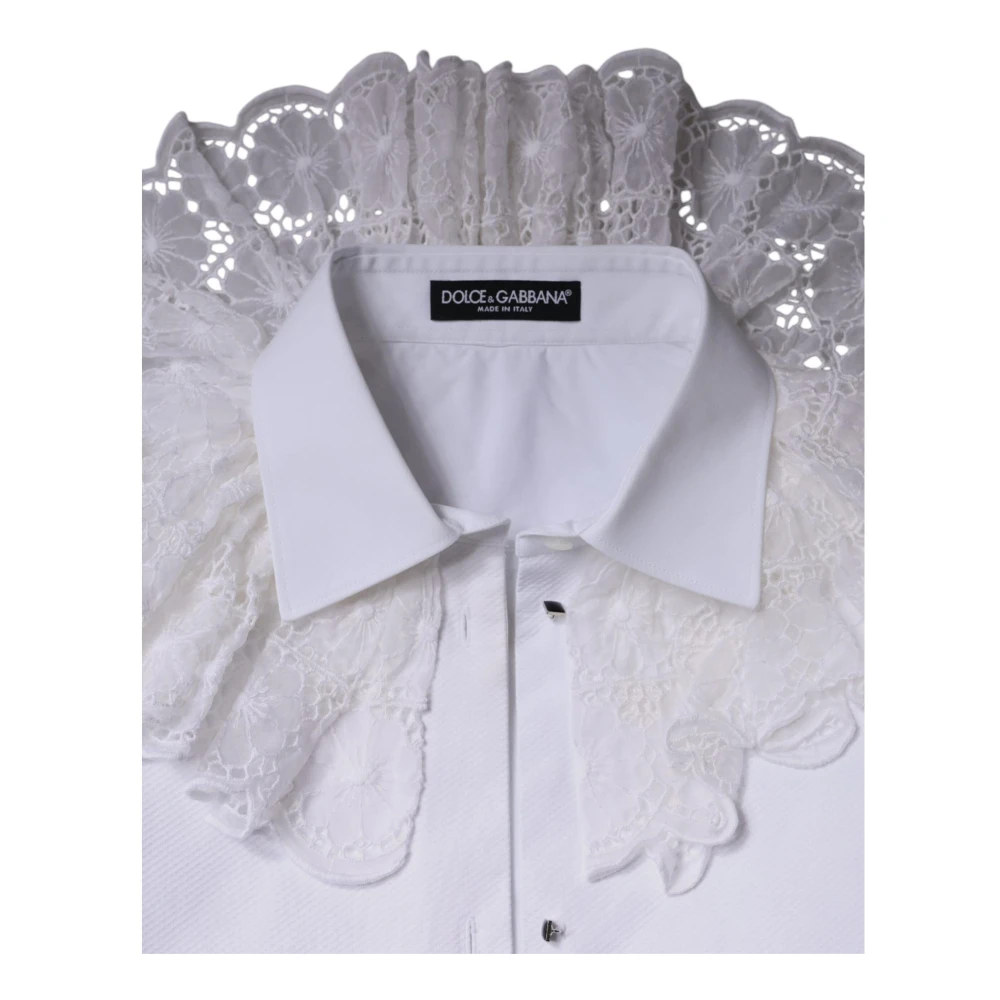 Dolce & Gabbana Witte Katoen Zijden Lange Mouw Blouse White Dames