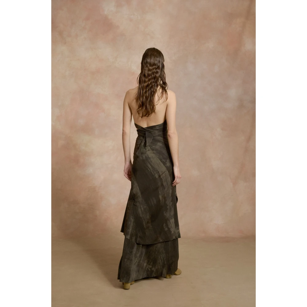 Cortana Stropdas zwart en groen gemêleerde zijden stretch top Black Dames