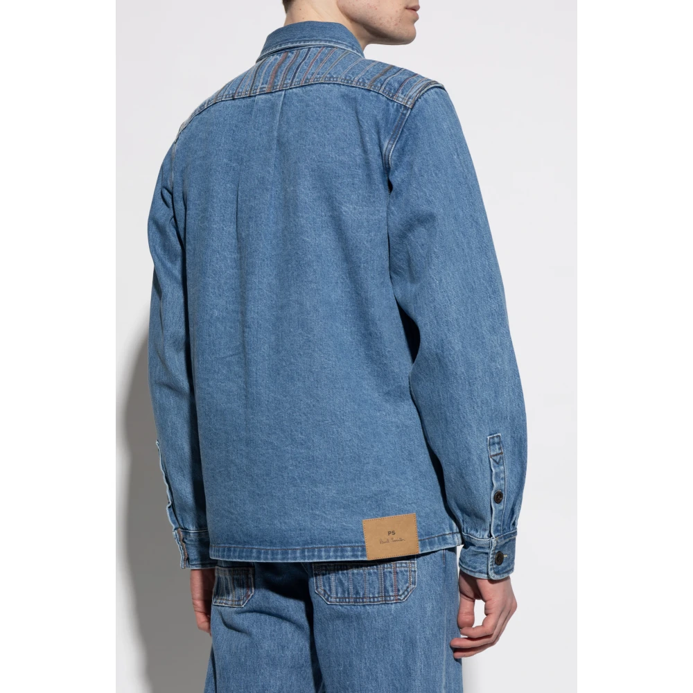 PS By Paul Smith Denim jas met zakken Blue Heren