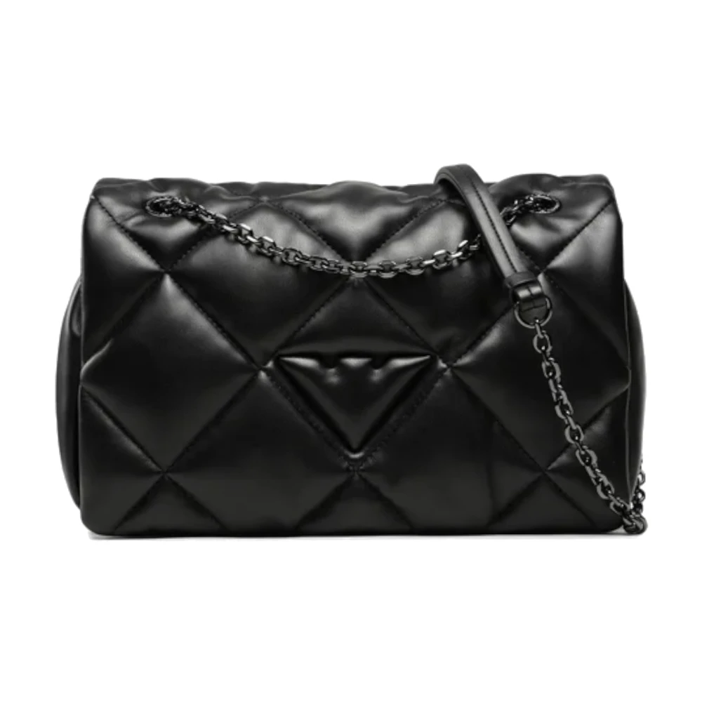 Emporio Armani Women's Black Quilted Shopping Bag With Eagle Logo