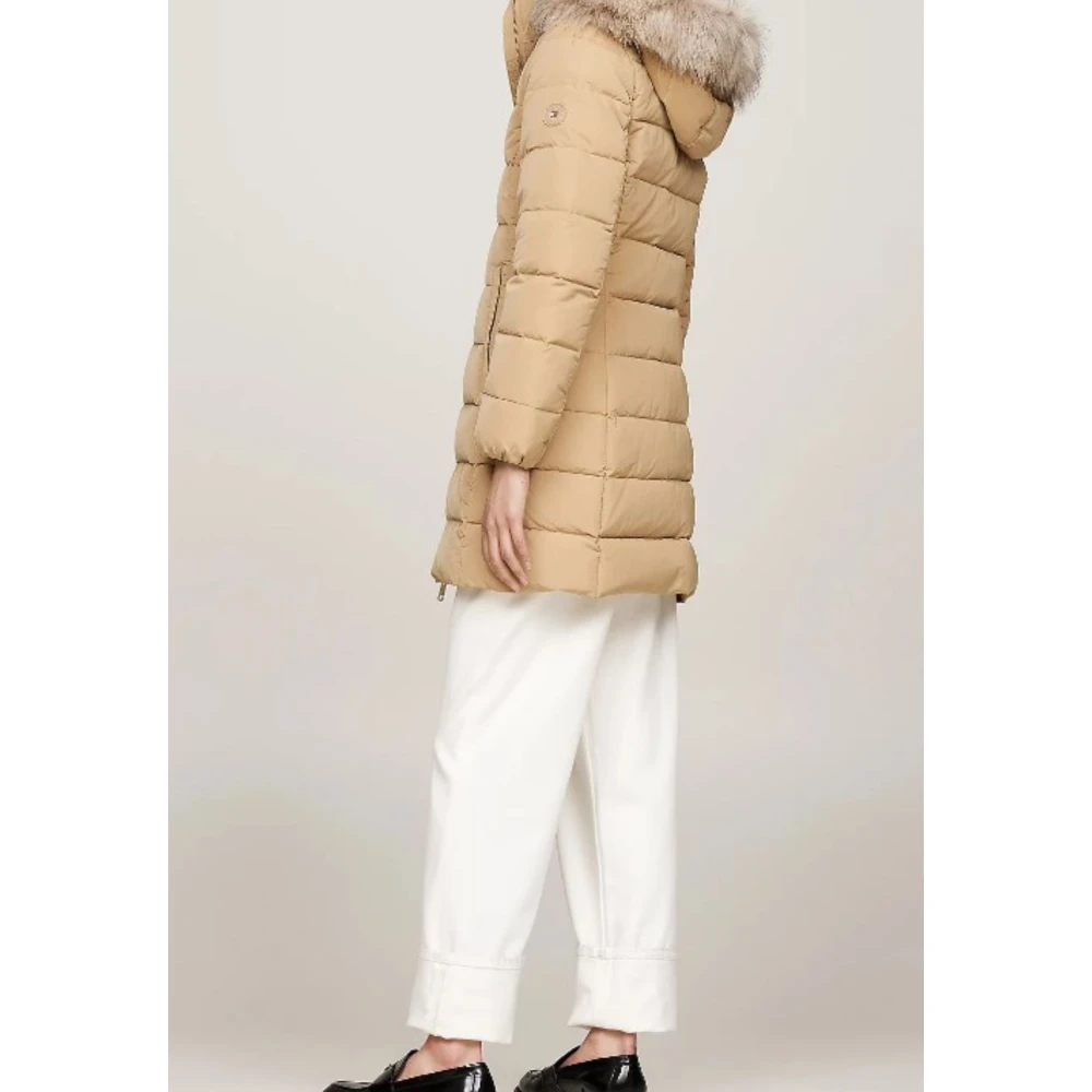 Tommy Hilfiger Heritage Down Tyra Coat met Bont Beige Dames