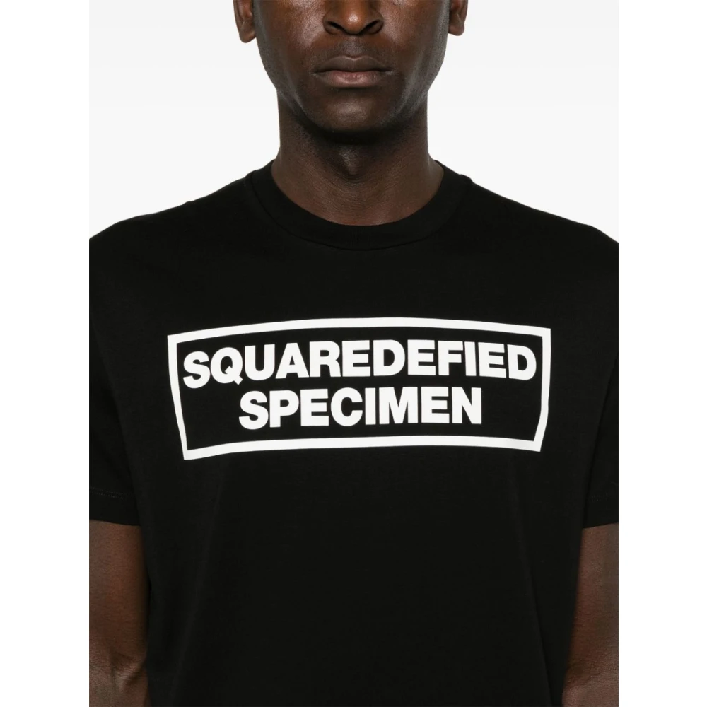 Dsquared2 Zwart Tekst Print Crew Neck T-shirt Black Heren