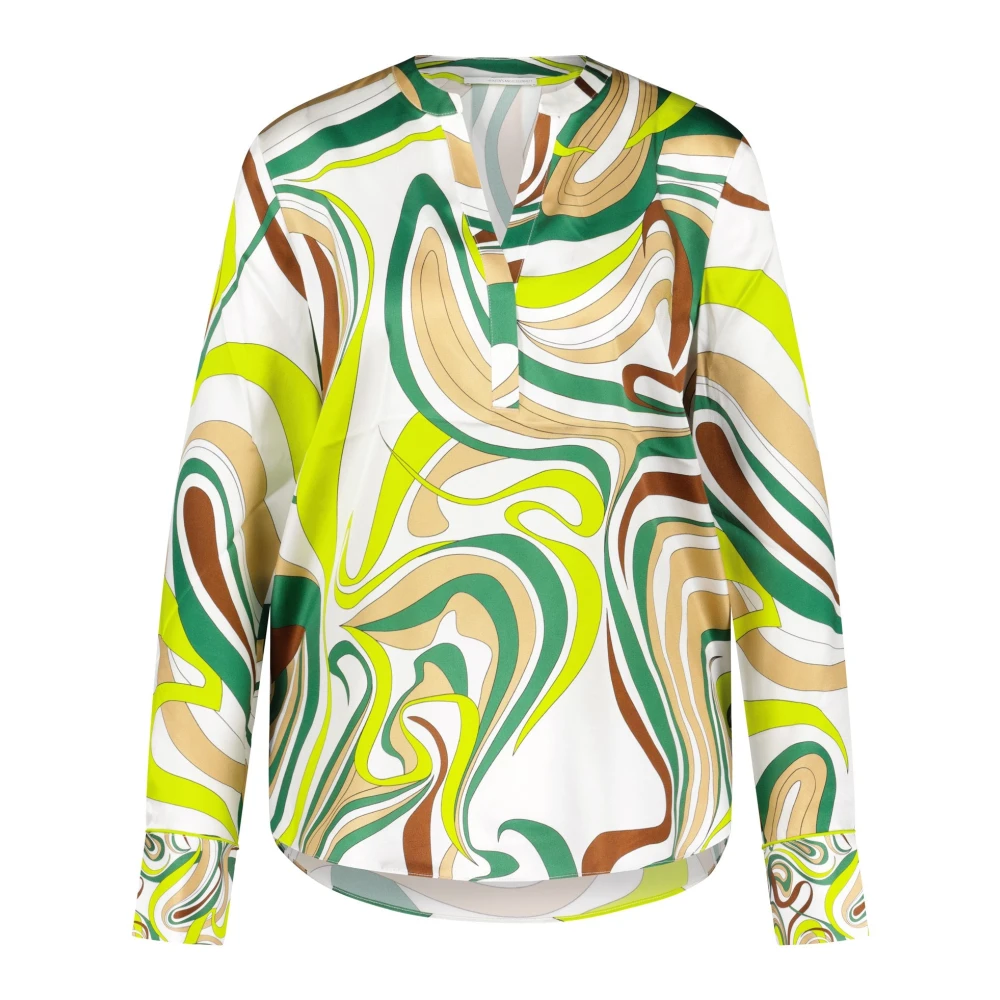 Herzen's Angelegenheit Zijden blouse met abstract patroon Green Dames