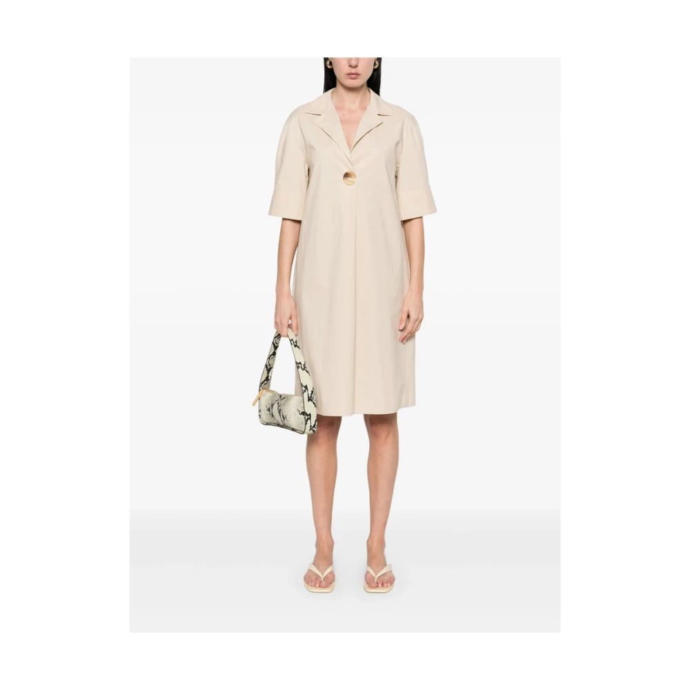 Antonelli Firenze Beige Geplooide Jurk Korte Mouw Beige Dames