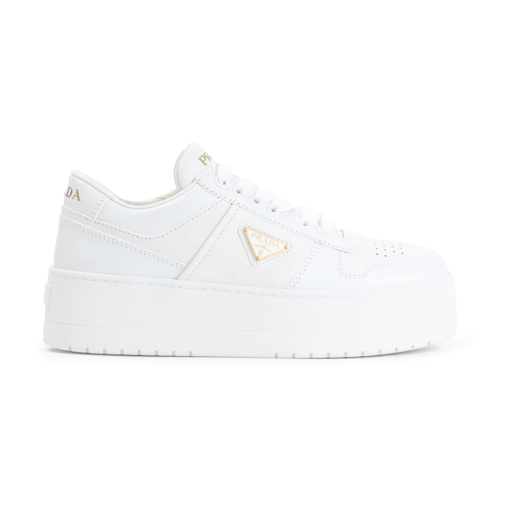 Prada Downtown Bold Leather Trainers - Female - Sneakers - White - 7 Uk - Shoes