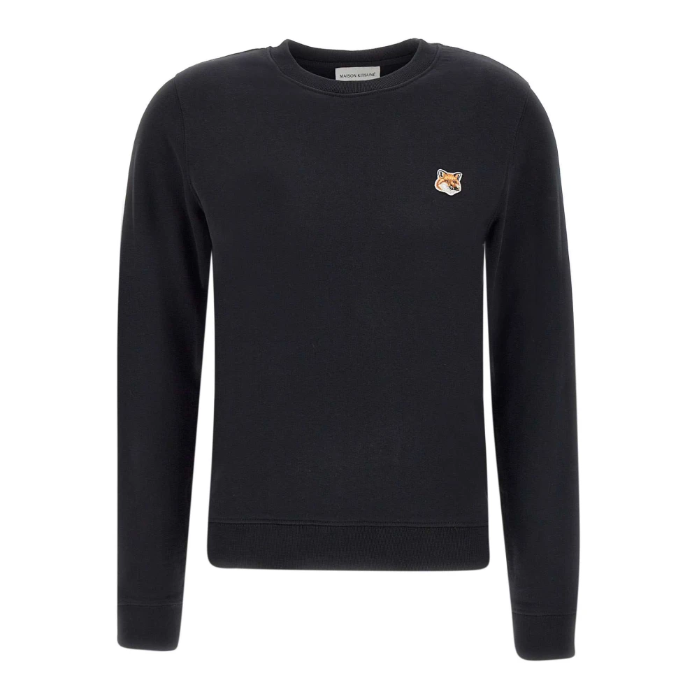 Maison Kitsuné Zwart Katoenen Crew Neck Sweatshirt Black Dames