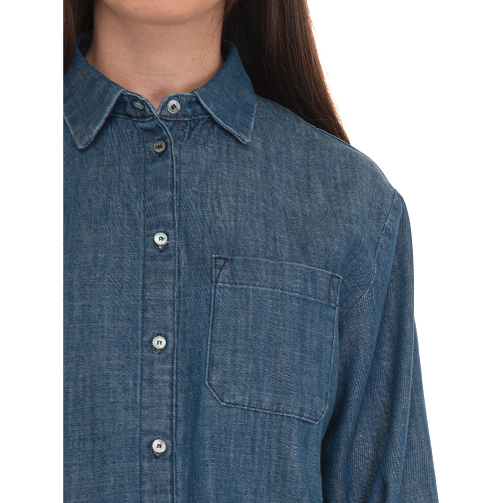 Max Mara Weekend Denim Blouse met Borstzak Blue Dames