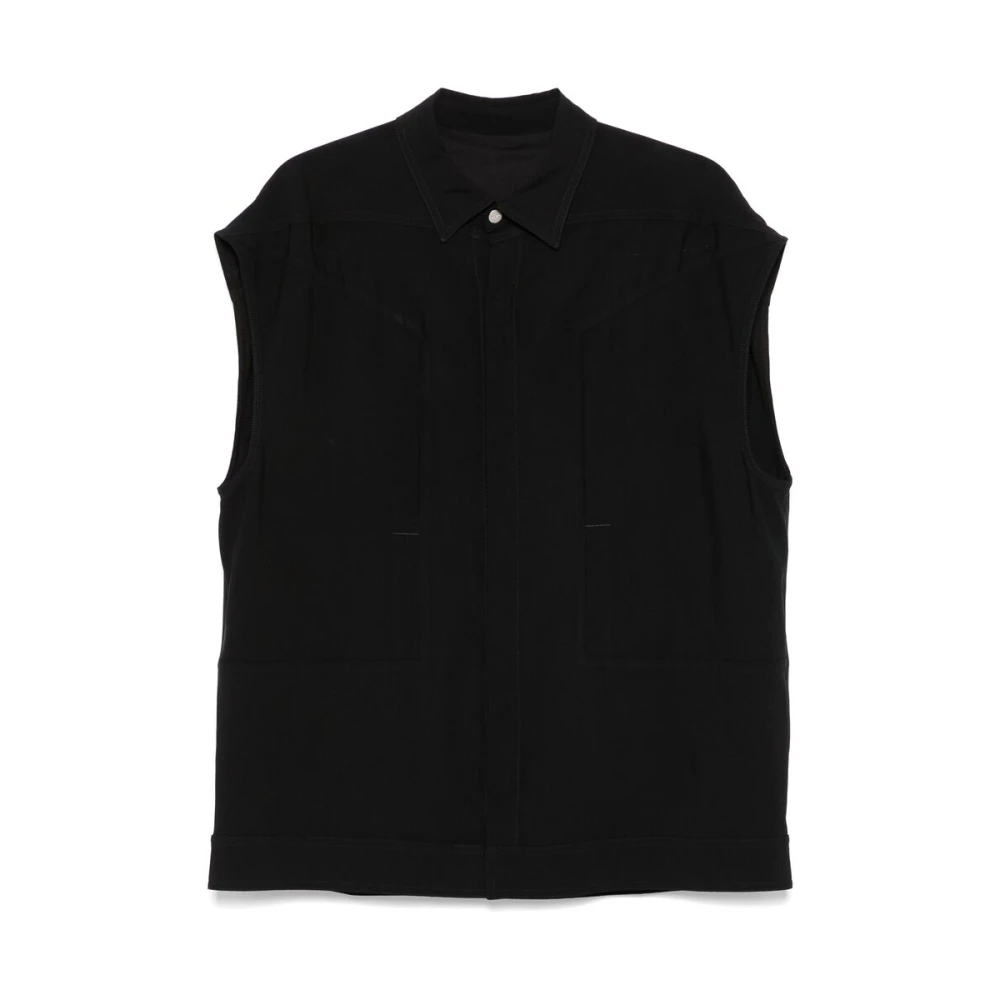 Rick Owens Mouwloos Gilet met Sluiting aan de Voorkant Black Heren