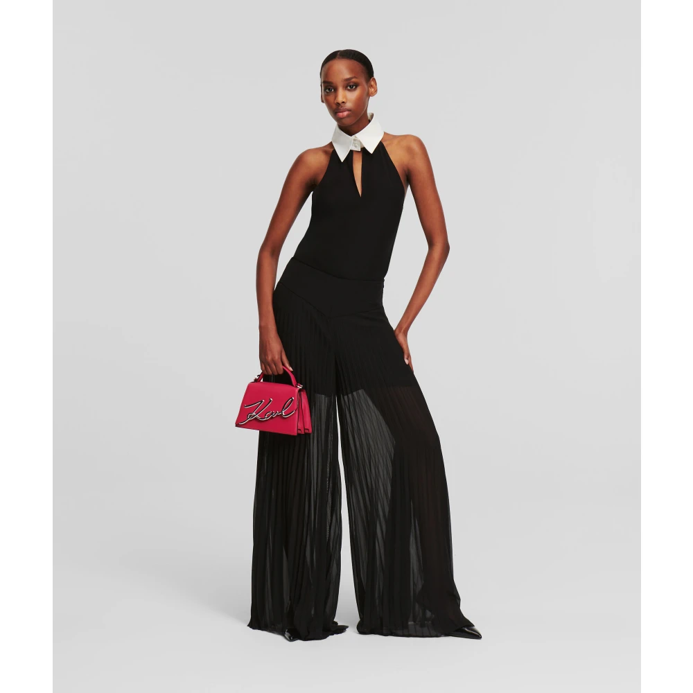 Karl Lagerfeld Extravagante tops met contrasterende kraag Black Dames