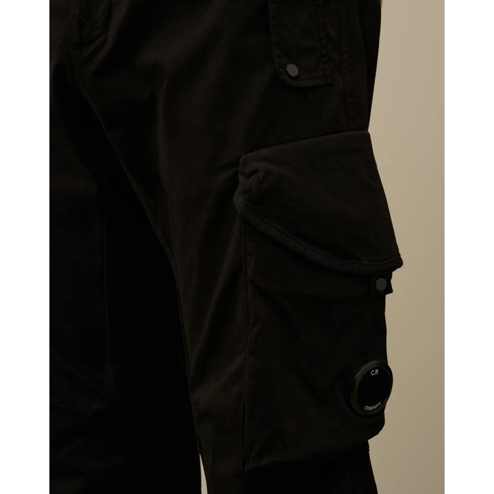 C.P. Company Zwarte Satijnen Cargo Broek Black Heren