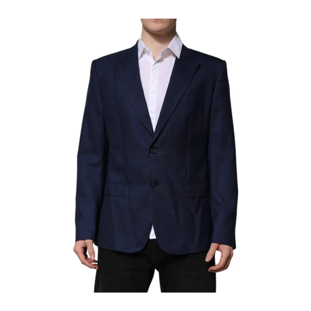 Dolce & Gabbana Men's Blue Wool Slim Fit Blazer Jacket