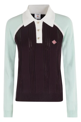Rib Polo Sweater i Aubergine