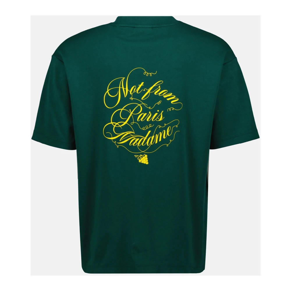Drole de Monsieur Groene Wijnranken Slogan T-shirt Lente-Zomer 2025 Green Heren