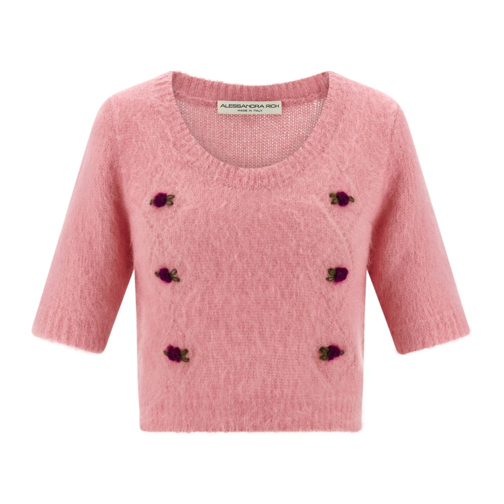 Alessandra Rich Women's Pink Carded Mohair Cardigan