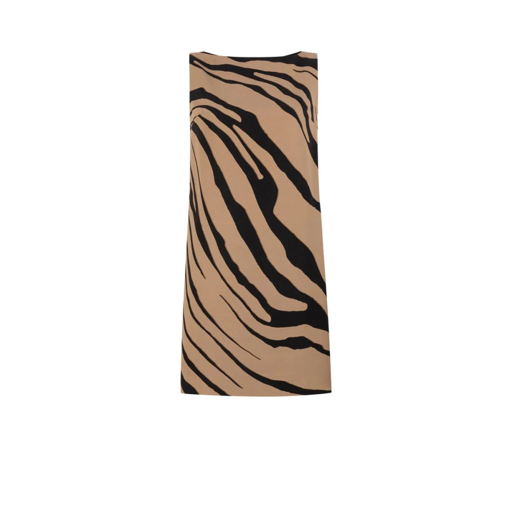 Roberto Cavalli Brown Tiger-Print Mini Dress Boat Neck - Female - Short Dresses - S - Dresses