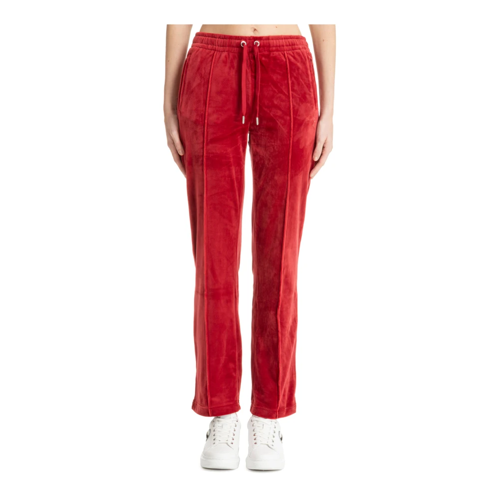 Juicy Couture Mid Waist Dragsko Sweatpants med Swarovski Red, Dam