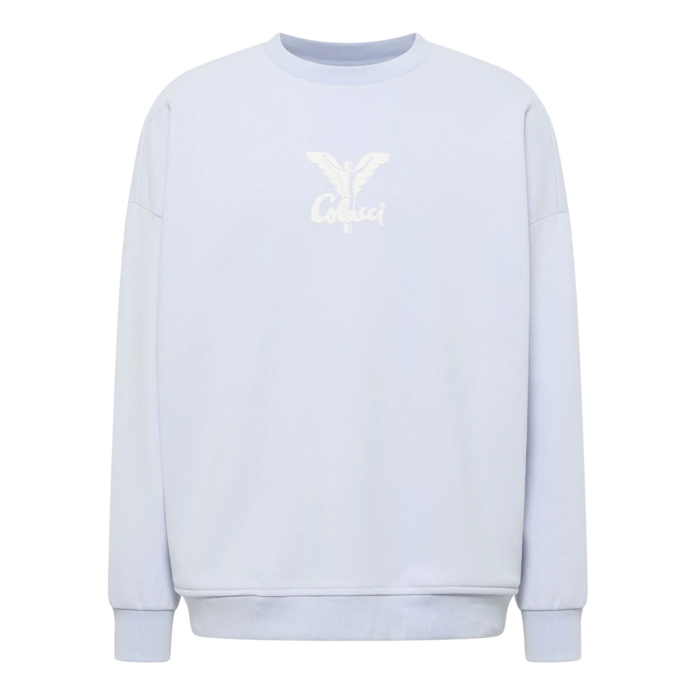 Carlo Colucci Men's Blue Oversize Sweatshirt - Sweatshirts - L - Sweatshirts & Hoodies